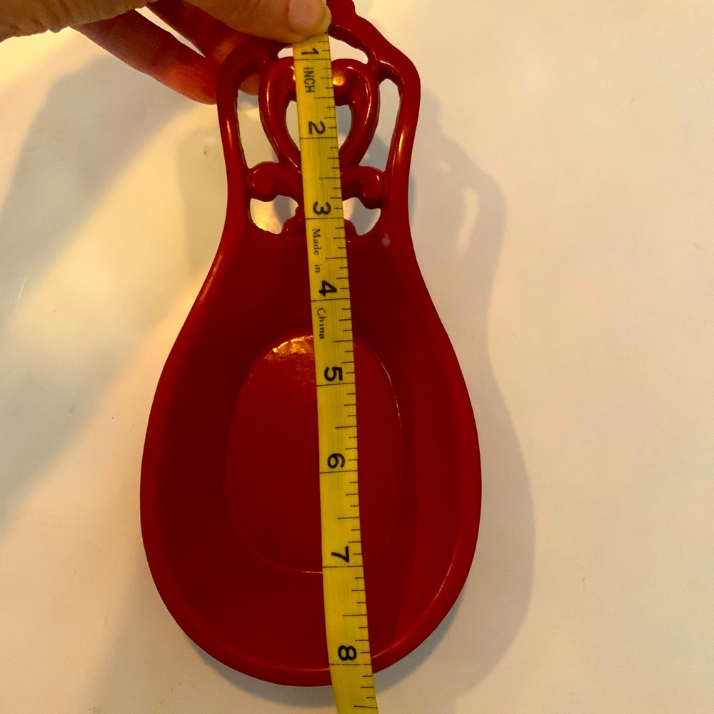 Red Cast Iron Trivet and Spoon Rest Set - Picture 9 of 10